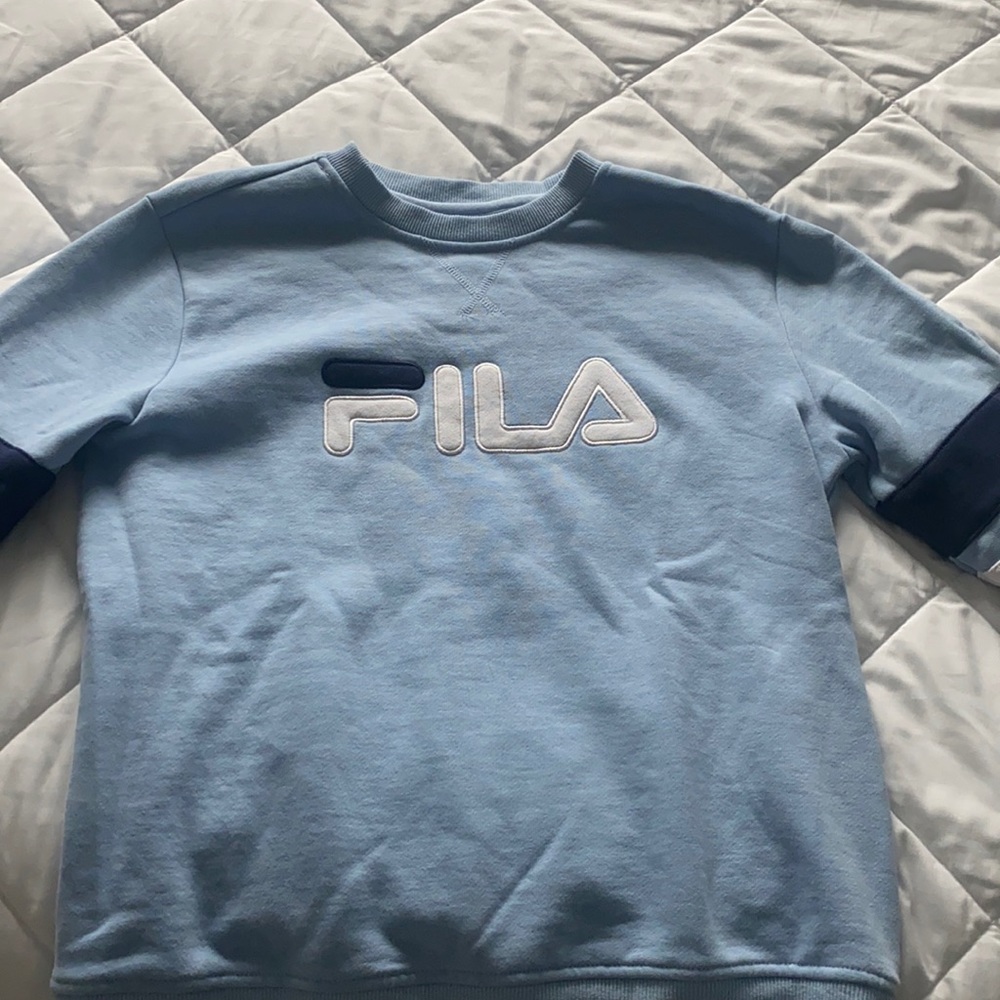 baby blue fila crewneck